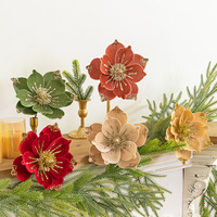 Fleur de magnolia en velours 5 couleurs, fleur artificielle de poinsettia dorée, décoration DIY pour couronne de sapin de Noël.