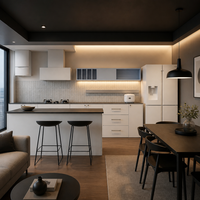 Îlot de cuisine et salle à manger intégrés de luxe moderne, mobilier sur mesure pour toute la maison, idéal pour la rénovation résidentielle et les projets immobiliers