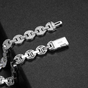 Dernier design de bijoux hip-hop de luxe, bracelet chaîne cubaine en argent 10 carats avec diamants Moissanite Miami - Product Image 3