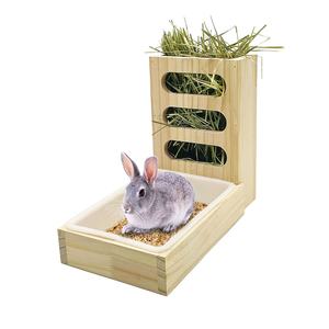 Alimentador de alimentos de madera personalizado, dispensador de heno de conejito de <span class=keywords><strong>Chinchilla</strong></span>, soporte para hierba de animales pequeños, alimentador de heno de conejo con caja de arena - Product Image 1