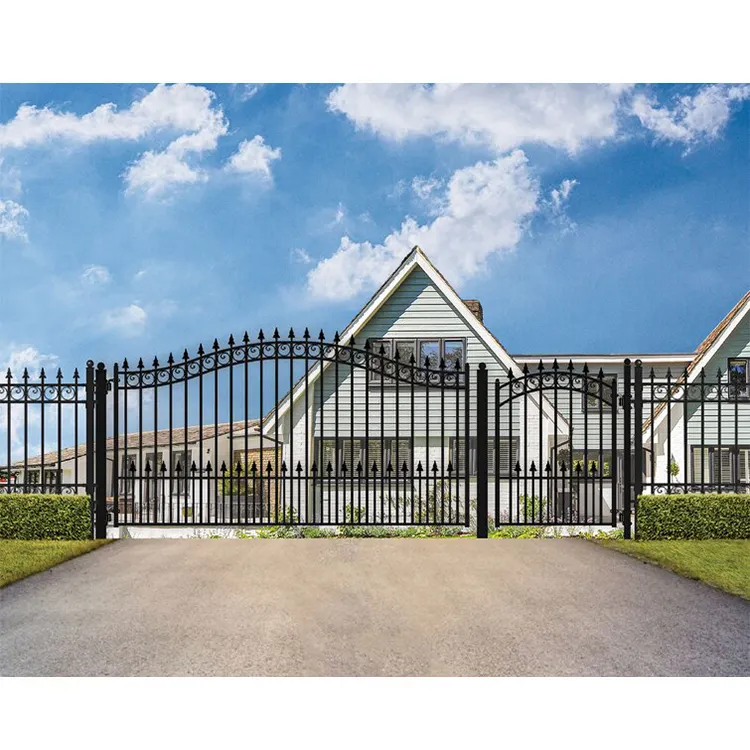 Commercial simple fancy metal pipe grill boundary fencing trellis and gates compound wall gate design