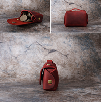 Pochette Organisateur Mini en Cuir Crazy Horse Personnalisée, Sac Rétro Vintage à Fermeture Pression pour Pièces de Monnaie, Écouteurs, Câbles, Clés