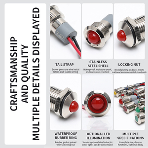 Bán Buôn 6Mm/8Mm/12Mm LED Kim Loại Chỉ Số Ánh Sáng Với Dây Màu Đỏ Màu Xanh Lá Cây Màu Vàng Màu Xanh Trắng Không Thấm Nước Tín Hiệu Ánh Sáng - Product Image 4