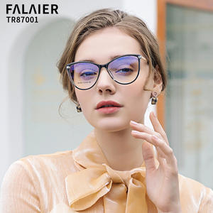 Montures de lunettes optiques FALAIER Cat Eye TR87001, anti-lumière bleue, anti-radiation, pour femmes, monture TR90, taille moyenne - Product Image 1