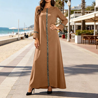 Robe de bain ouverte de haute qualité et élégante avec motif patchwork, en mousseline imprimée, infroissable, respirante et ornée de paillettes, pour femme musulmane FK325
