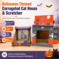 Grande Maison pour Chat Personnalisée Imprimée, Luxe Moderne, Écologique, pour Halloween, Griffoir en Carton Pliable, Emballage Carton, Marque pour Animaux de Compagnie