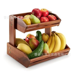 Cross-border wooden storage rack, home desktop multi-functional fruit basket, wooden <b>vegetable</b> bread storage basket, display - Product Image 2