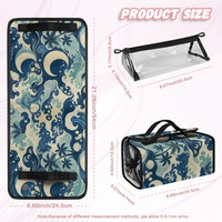 Sac de voyage cosmétique pliable à motif feuille de palmier hawaïenne avec compartiments transparents amovibles pour le voyage