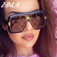 2025 nouvelle marque de luxe surdimensionné une pièce carré lunettes de soleil pour femmes Vintage impression lentille lunettes de soleil pour hommes rouge rose Champagne