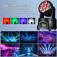 Mini projecteur de scène à tête mobile 7 yeux RGBW DMX512, inclinaison et rotation réglables, gradation linéaire 0-100%, effet stroboscopique 20Hz, lumière wash pour DJ