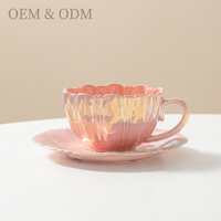 Set cangkir keramik desain Barat Modern kustom 400ml artistik rumah sore tamu cangkir teh bunga kopi