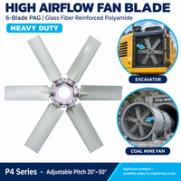 Pale de ventilateur à haut débit d'air, 6 pales en polyamide renforcé de fibres de verre, robuste, pour excavatrice, ventilateur de mine de charbon