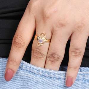 2025, venta al por mayor, joyería de piedra lunar arcoíris, anillo de piedra lunar Natural ajustable chapado en oro, plata de ley 925 - Product Image 3