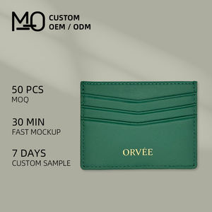 2025 Offre Spéciale vert végétalien en cuir porte-<span class=keywords><strong>carte</strong></span> de crédit portefeuille RFID bloquant la fente en espèces Design minimaliste hommes femmes voyage d'affaires - Product Image 1