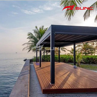 Kit de pergola SUNC Qutdoor pour extérieur, système de toiture imperméable 4x4m, construction de jardin, lames rotatives motorisées bioclimatiques