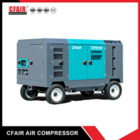 Compresseur d'air industriel portable diesel à double vis refroidi par eau CFAIR, garantie 1 an, moteur 21 bars, caisson en bois, silencieux, refroidisseur intermédiaire