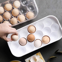 Contenedor de Huevos para Refrigerador con Tapa, Organizador de Plástico Transparente para 16 Huevos, Bandejas para Almacenamiento en la Cocina