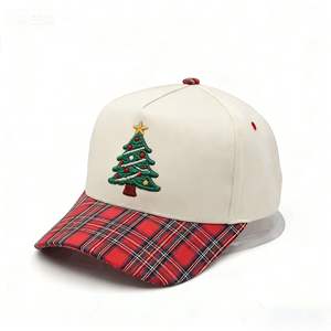 Gorra Snapback Deportiva Impermeable y Transpirable de 5 Paneles con Bordado a Cuadros Navideño y Logotipo Personalizado, Estilo Vietnamita - Product Image 1