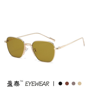 Yingtai Eyewear Metal <b>Square</b> <b>Sunglasses</b> Gold Frame UV400 Protection Unisex Fashion Style - Product Image 1