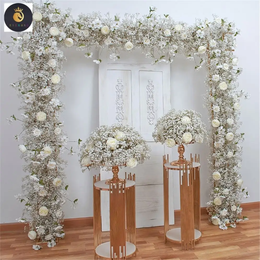E052 Wedding Flower Rows Baby's Breath Flower Arch Wedding Background Stage Arrangement Flower