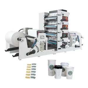 Ampla flexo rápido automático cor papel café copo flexo impressão máquina fã impressora máquina papel copo rótulo flexo impressão mach