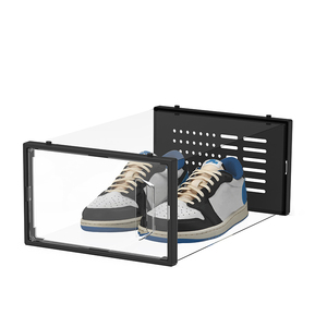 12-Pack Người Phụ Nữ Màu Be Có Thể Gập Lại Giày Lưu Trữ <span class=keywords><strong>Organizer</strong></span> Box Rõ Ràng Bìa Có Thể Điều Chỉnh Chia Tủ Quần Áo Giày Tổ Chức Cho Hộ Gia Đình - Product Image 2