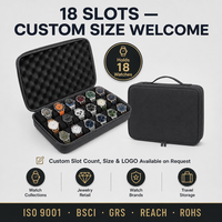 Boîte de rangement pour montres EVA 18 emplacements avec mousse, logo personnalisé, boîte de présentation de luxe, durable et antichoc, organiseur de montres portable pour hommes