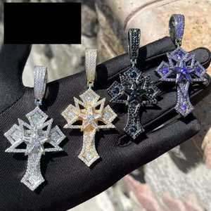 Iced Out Hip Hop Jewelry Crystal Custom Three <b>Cross</b> Moissanite Pendant Big Size Shiny Baguette Diamond <b>Charm</b> <b>Cross</b> Pendant - Product Image 4