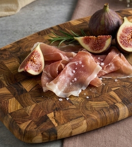 Planche à découper en bois d'acacia massif, épaisse, faite à la main, durable, avec sangle en cuir pour la cuisine - Product Image 1
