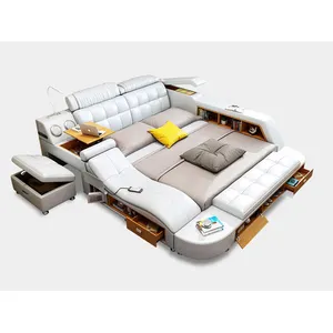 Vente chaude lit de massage électrique moderne Ensembles de literie grande taille design avec fonctions de massage de stockage