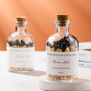 โรงงานเทียนไม้ความปลอดภัยยาวแก้วตรงกับขวดไม้<span class=keywords><strong>ไม้ขีดไฟ</strong></span>สีดำในขวด - Product Image 2