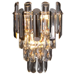 Goldene Luxus Rauchgraue Kristall-Wandleuchten Indoor Nordische Moderne Wandlampe für Hotel Schlafzimmer Wohnzimmer - Product Image 1