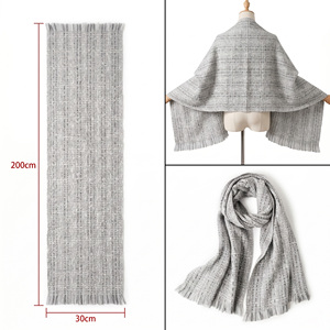 Tweed <b>Lambswool</b> Blend <b>Scarf</b> with Custom Logo Woven Texture Private Label Winter Long Shawl - Product Image 4