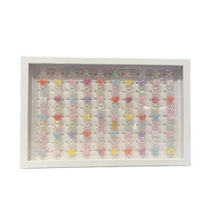 Lot de 100 bagues ajustables en plastique pour enfants, motif dessin animé mignon, fruits assortis, bijoux pour petites filles - Product Image 5