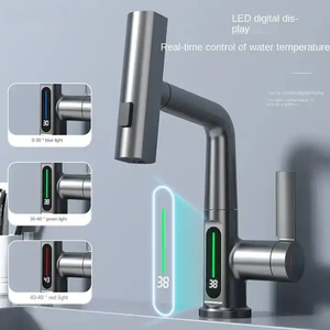 Gran oferta, grifo de baño giratorio de 360 grados, pantalla LED digital, grifo de lavabo de cascada, grifo mezclador de lavabo extraíble para Baño - Product Image 3