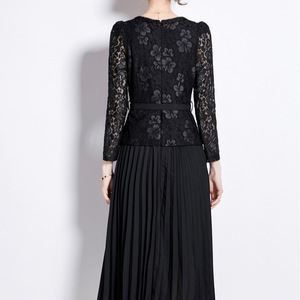 ชุดเดรสผู้หญิงแบบถักลายลูกไม้กระดุมโลหะชั้นสูง - Product Image 4