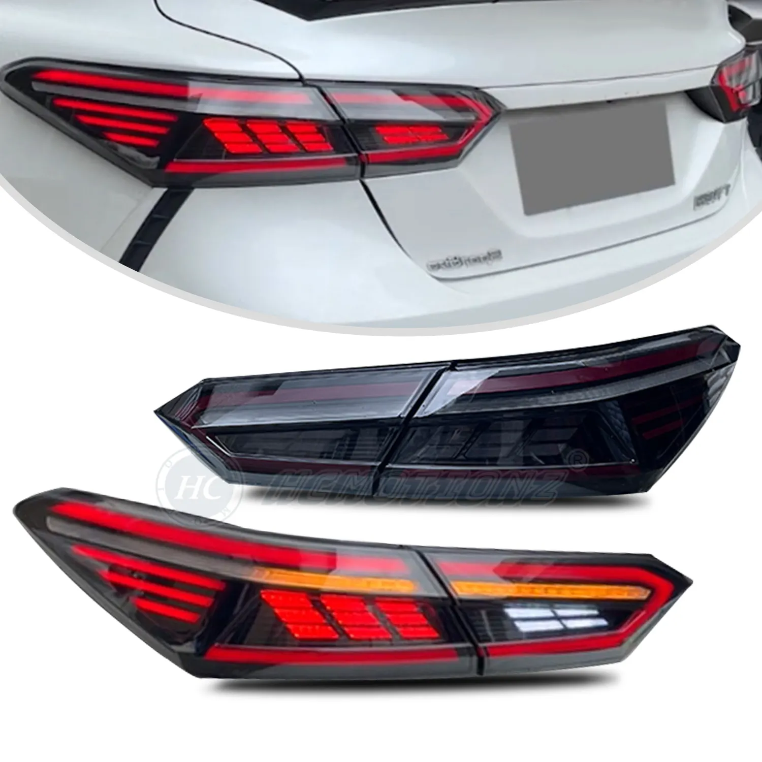 Hcmotionz DRL xe trở lại đèn lắp ráp 2018 2023 bắt đầu lên hoạt hình LED Đèn đuôi cho Toyota Camry
