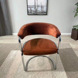 Kursi makan berlapis kain beludru pendingin Modern dengan kaki baja tahan lama untuk ruang makan rumah kantor & Apartemen - Product Image 1
