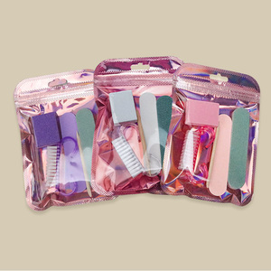 Kit de préparation des ongles à presser 5 pièces : éponge en bois, brosse anti-poussière pour ongles, mini lime polissoir, outils pour la manucure - Product Image 1