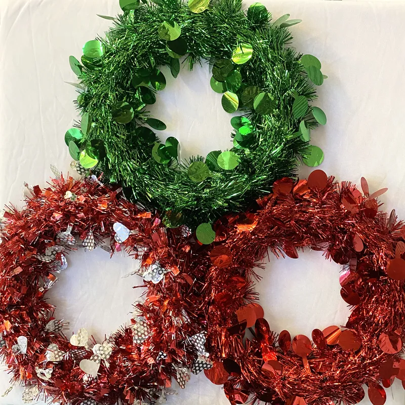Decoration Round Tinsel Flowers Garland Metal Wreath Frame Green Wire Wreath For Christmas