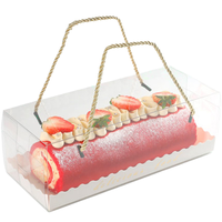 Boîte à gâteau roulé suisse en plastique transparent portable en gros avec poignée