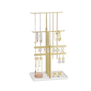 Jewelry Stand Organizer, 32cm Tall Sturdy Metal, 3-Tier Jewelry Holder for Necklace, <b>Earring</b>, Bracelet, Ring, Hanger for Display - Product Image 1