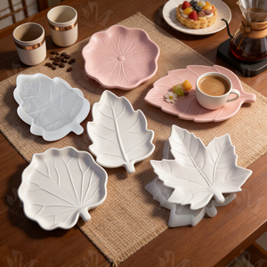 R-023 Moule en silicone alimentaire écologique pour gâteaux, plateau/<span class=keywords><strong>disque</strong></span> en forme de feuille d'érable et assiettes en forme de lotus/feuille de tortue DIY - Product Image 3