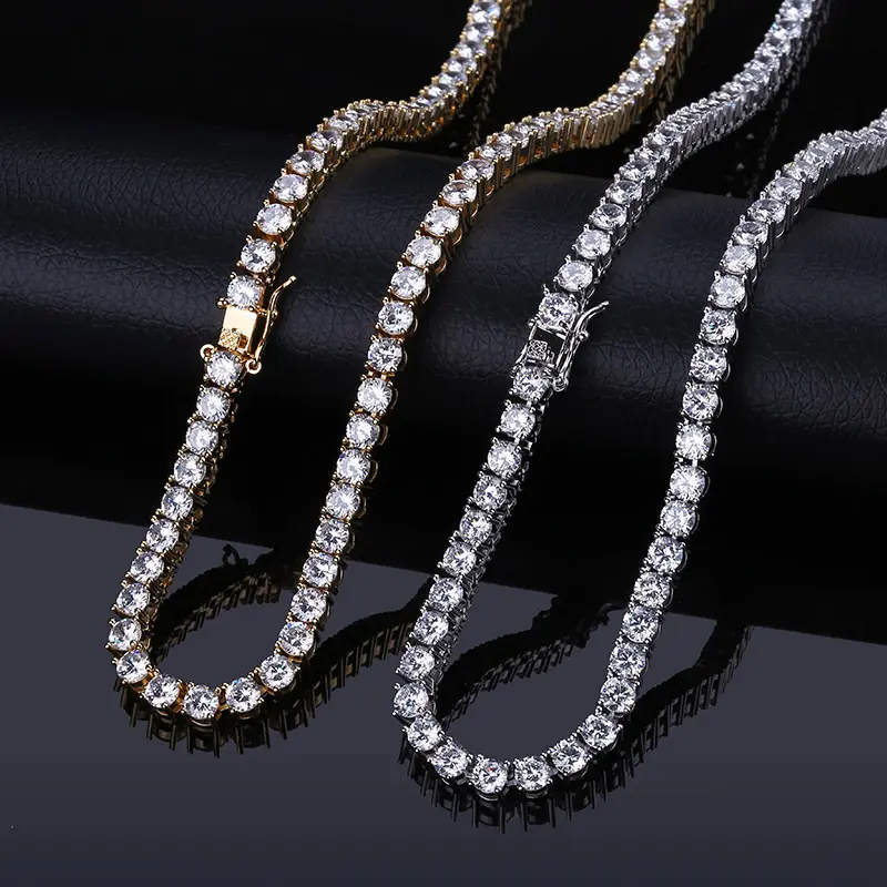 3 Mét 4 Mét 5 Mét Đồng Zircon Tennis Chain 1 Row Vòng Cổ Hip Hop Bling Trang Sức Vàng Bạc CZ Tennis Chuỗi Vòng Cổ Iced Out