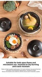 Casserole en grès <span class=keywords><strong>noir</strong></span> de style coréen, pot à ragoût en céramique résistant aux hautes températures pour usage domestique et commercial - Product Image 6