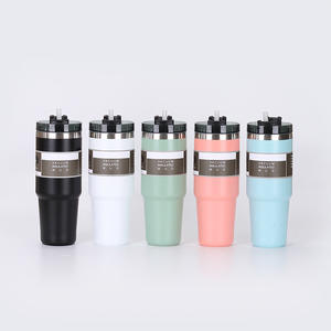 MHD-2022 Tasse de voyage isotherme sous vide en acier inoxydable 20oz avec paille, noire - Product Image 2