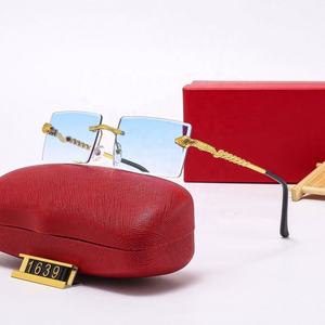 2023 Luxury Retro Classic <b>Sunglasses</b> for Women Trending <b>Rimless</b> Blue/Black Metal Frame Wholesale Sunshades Beautiful Glasses - Product Image 3