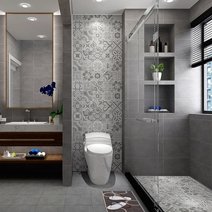 Azulejo de pared <span class=keywords><strong>Vintage</strong></span> para baño, azulejos antideslizantes de 300x600mm, Gris Cemento - Product Image 3
