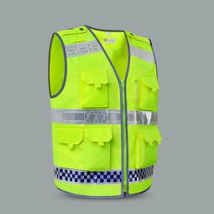 Hi Vis <b>Black</b> Fluorescent Reflective Construction Engineer Safety <b>Vest</b> for <b>Men</b> Customizable Logo Multi-Pocket Workwear Coverall - Product Image 3