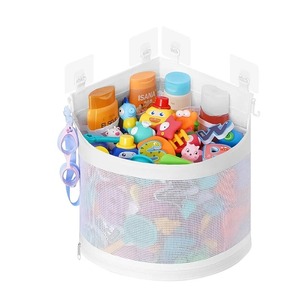Organizador de Baño Colgante de Esquina de Gran Capacidad con Malla para Juguetes de Bañera - Con 4 Ganchos Adhesivos - Product Image 1